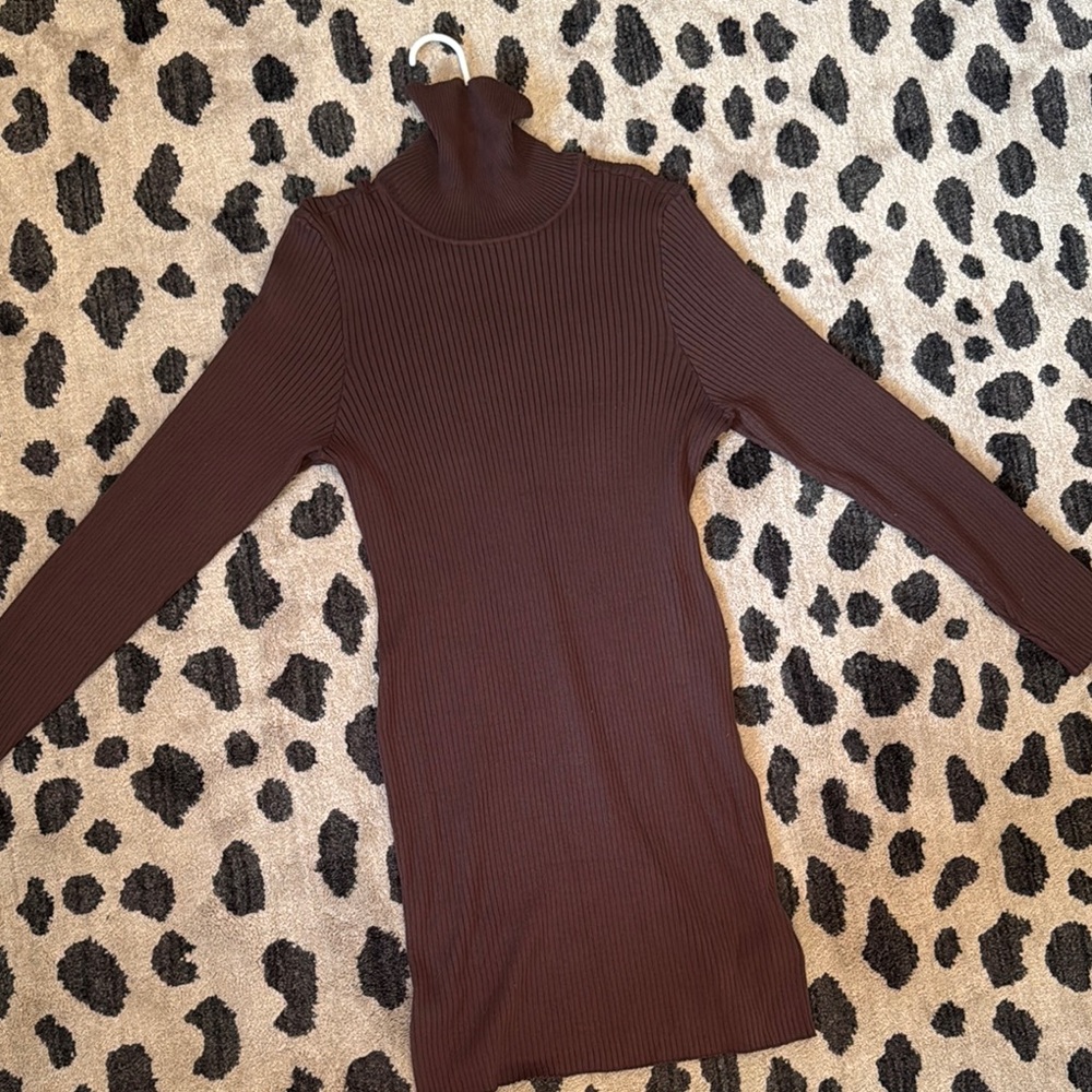 Brown Ribbed Turtleneck Dress from Target